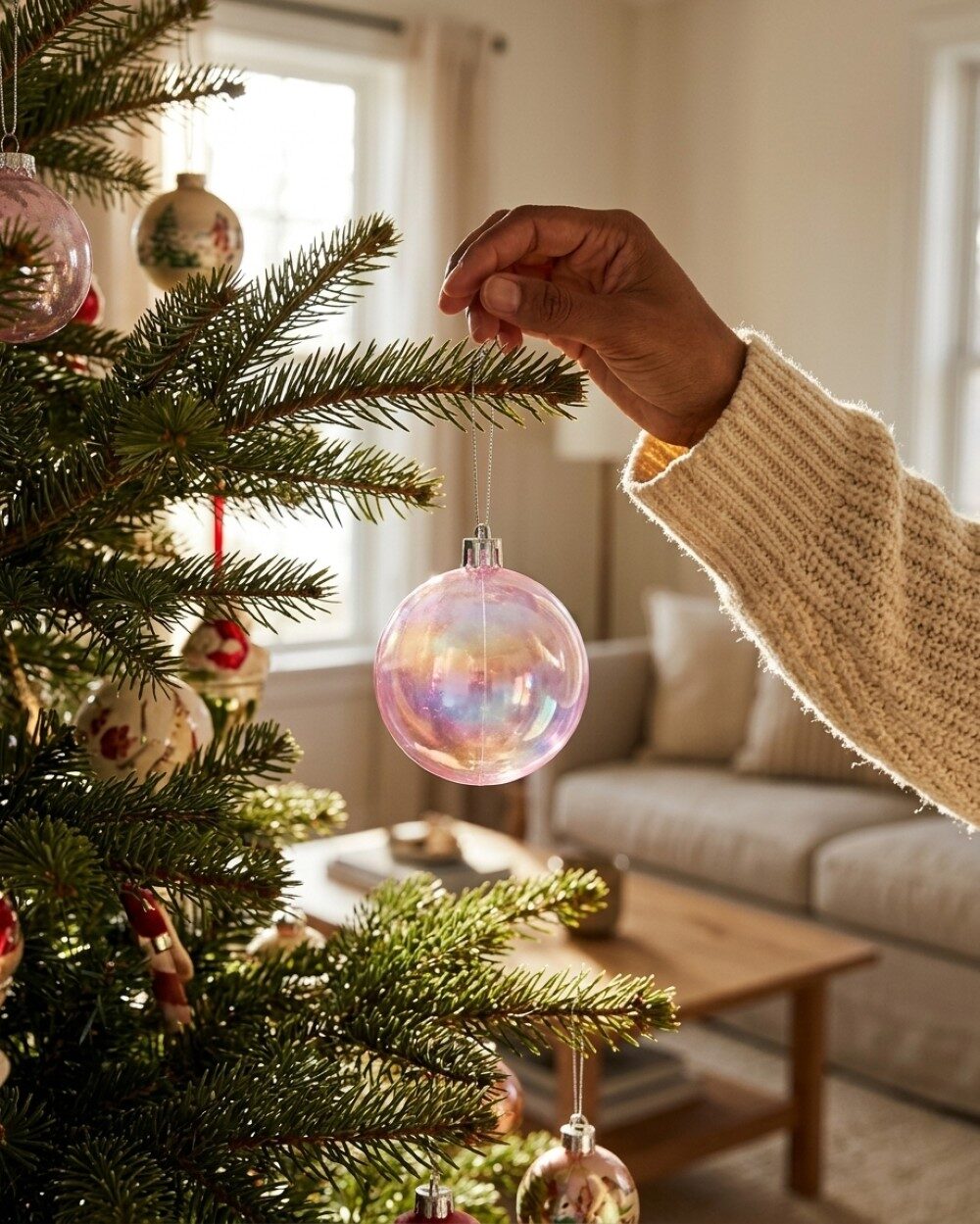 6x Radiant Iridescent Blue & Pink Essential Soap Bubble Baubles | 60mm — image 4