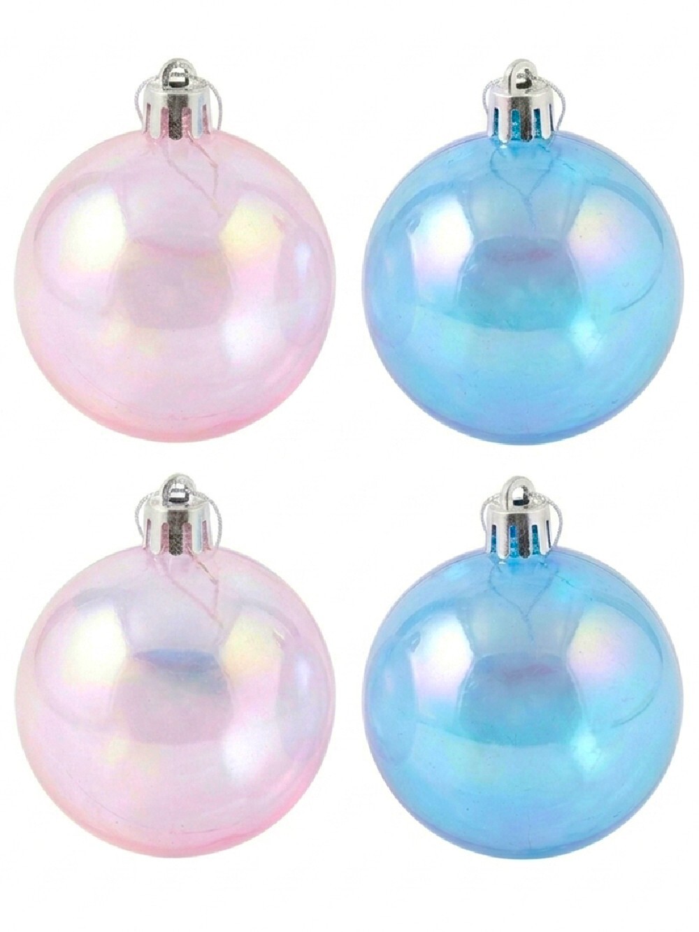 6x Radiant Iridescent Blue & Pink Essential Soap Bubble Baubles | 60mm