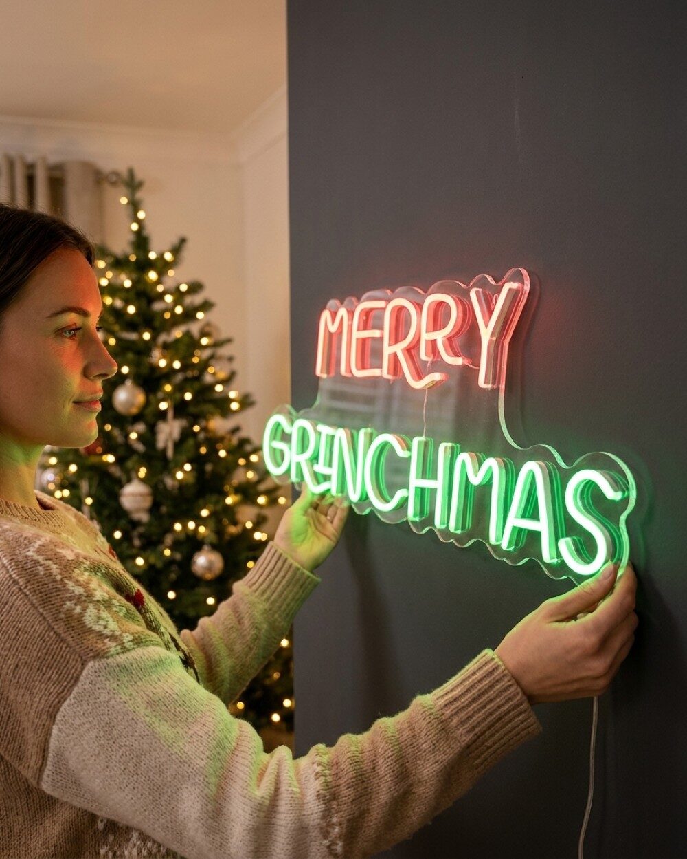 75cm Dr. Suess Merry Grinchmas USB Neon LED Display On Acrylic Board — image 3