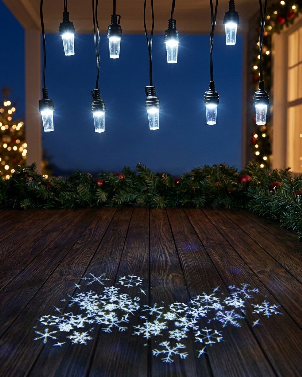 8 LED Cool White Snowflake Projector Fairy Lights With Timer | 3.5m — image 2