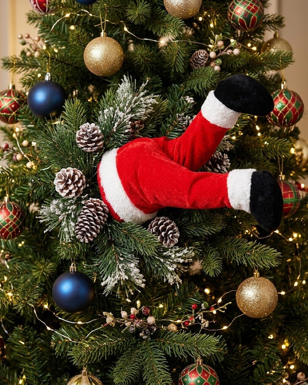Animated Kicking Santa Claus Stuck In Your Tree Plush | 34cm — image 4