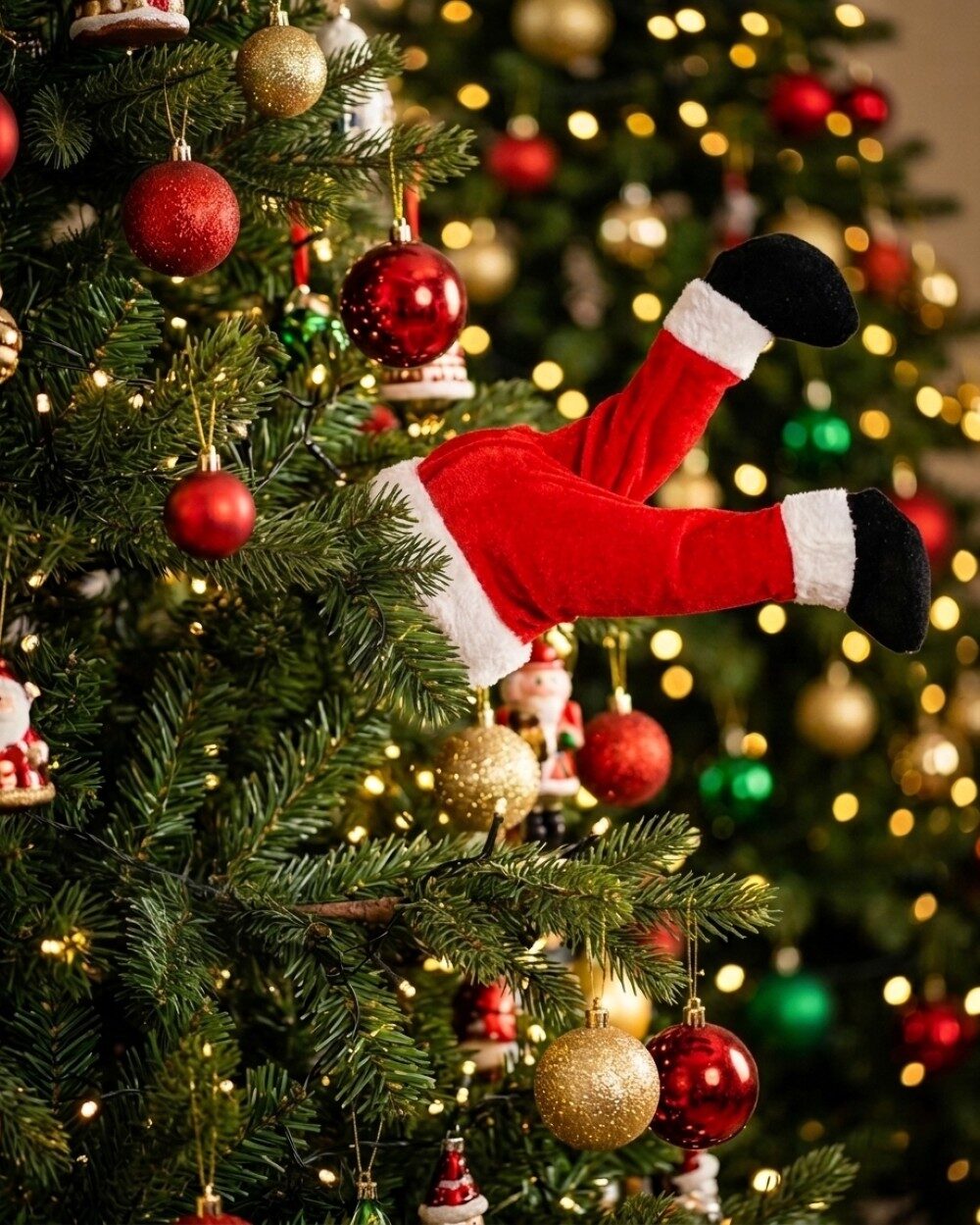 Animated Kicking Santa Claus Stuck In Your Tree Plush | 34cm — image 2