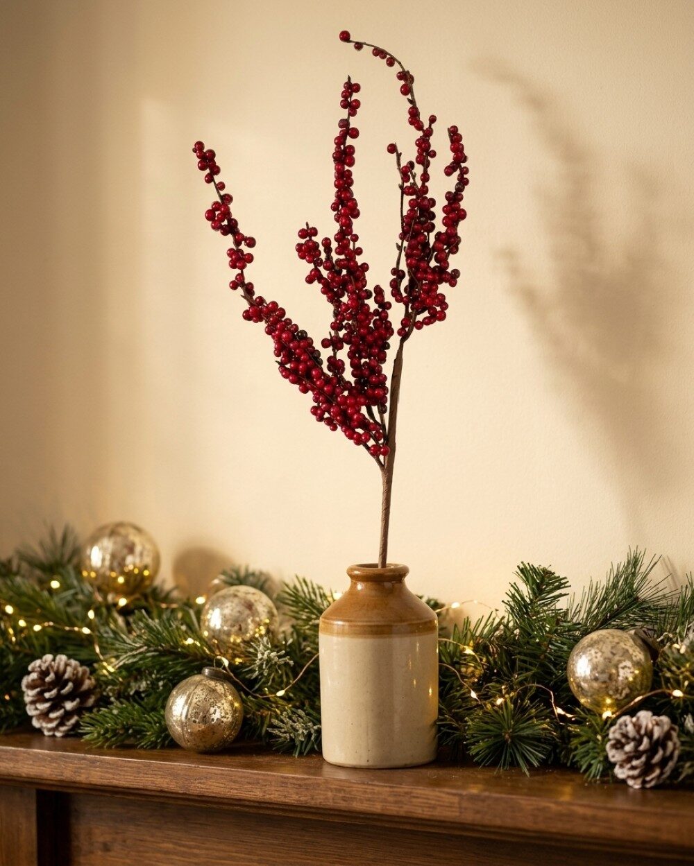 Deep Red Berry Spray Long Christmas Stem | 70cm — image 2
