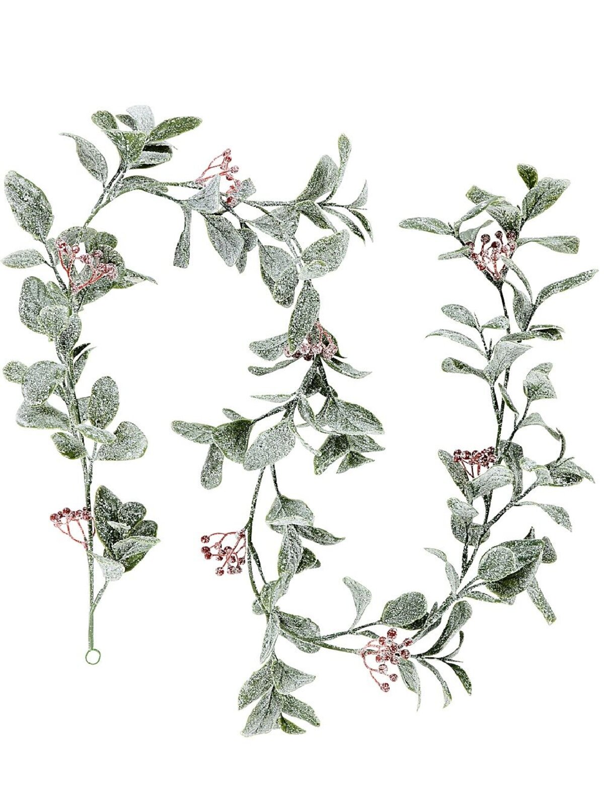 1.2m Frosted Mistletoe Christmas Vine Garland | Red Berries & Silver Glitter