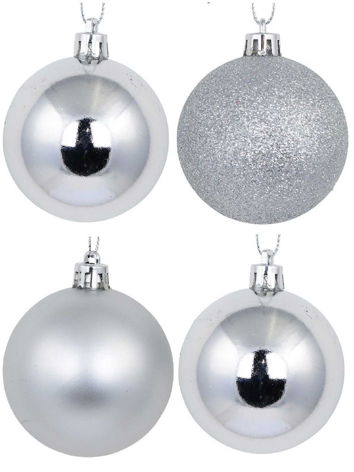 12x Timeless Silver Essential Mixed Finish Baubles | 60mm