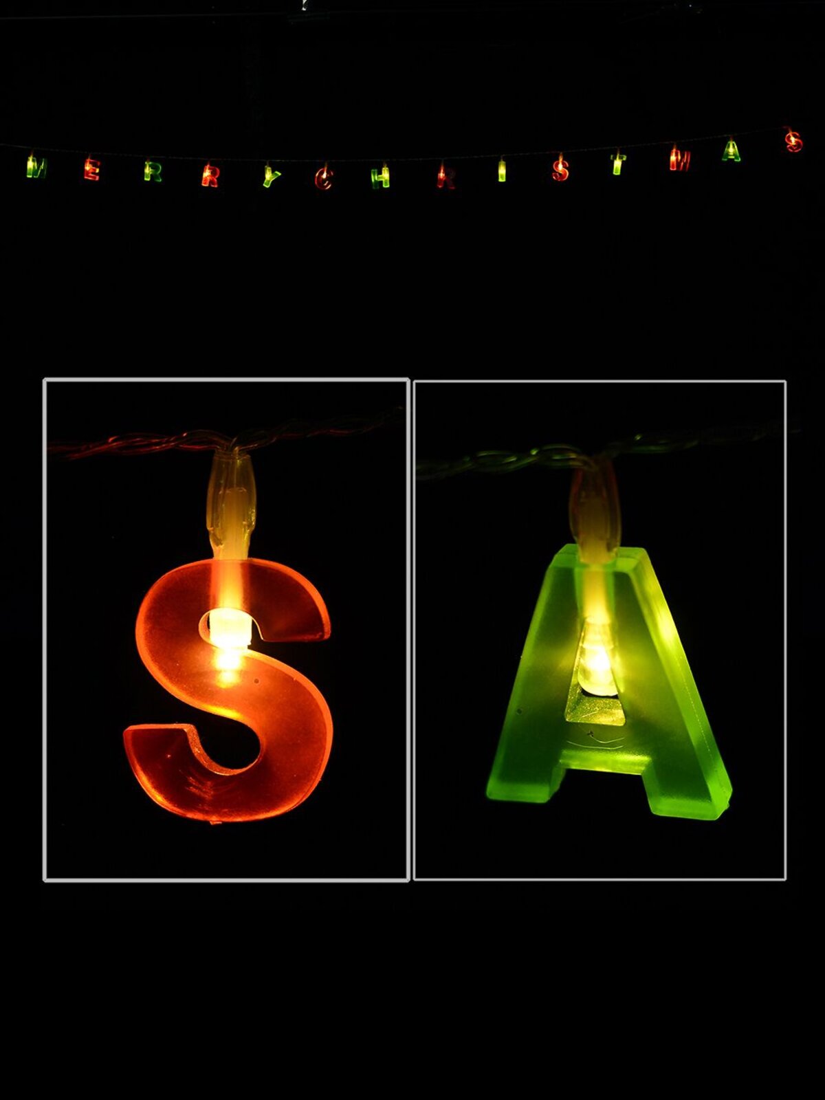 14 LED Red & Green ' Merry Christmas ' Block Letters Battery String Light - 1.4m