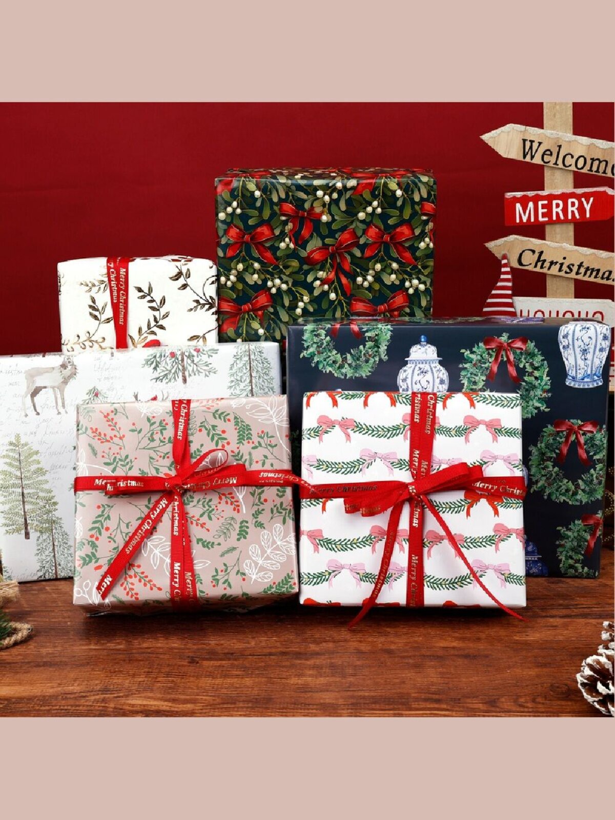 Assorted Botanical Mix Christmas Gift Wrapping Paper | 5m x 70cm — image 2