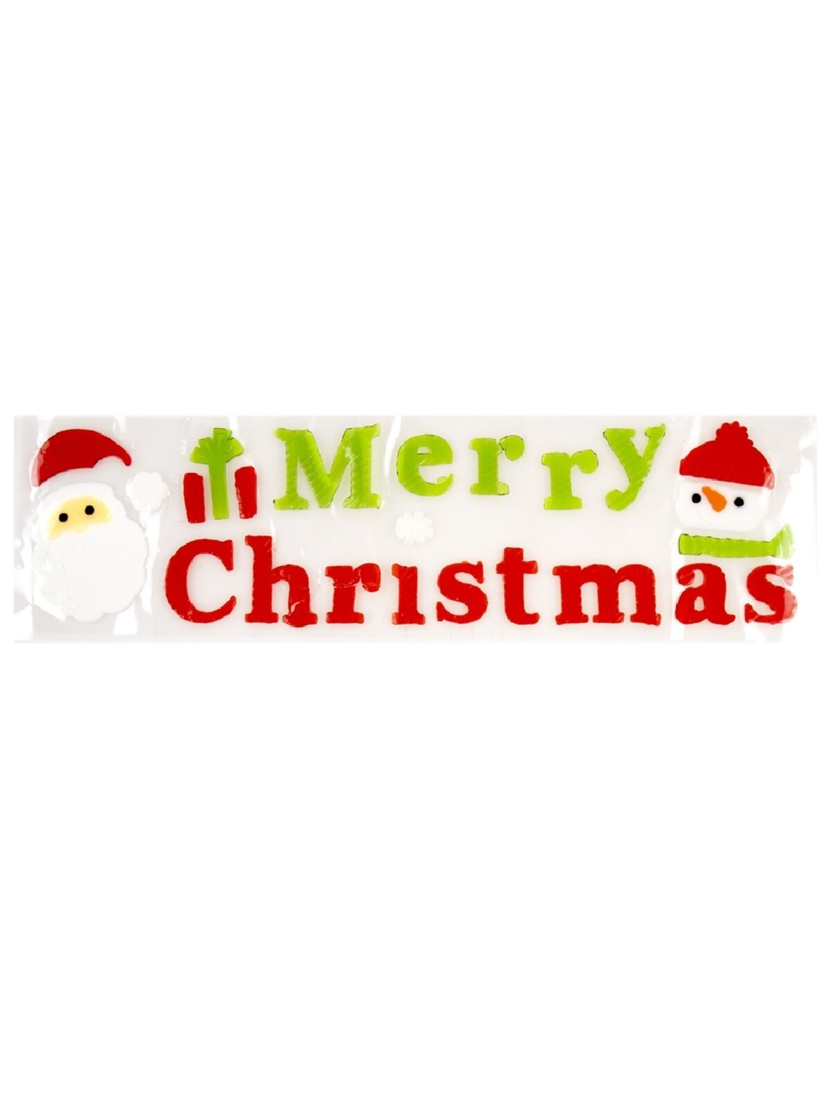 Merry Christmas Gel Window Cling Set | 48cm Removable Static Gel Stickers