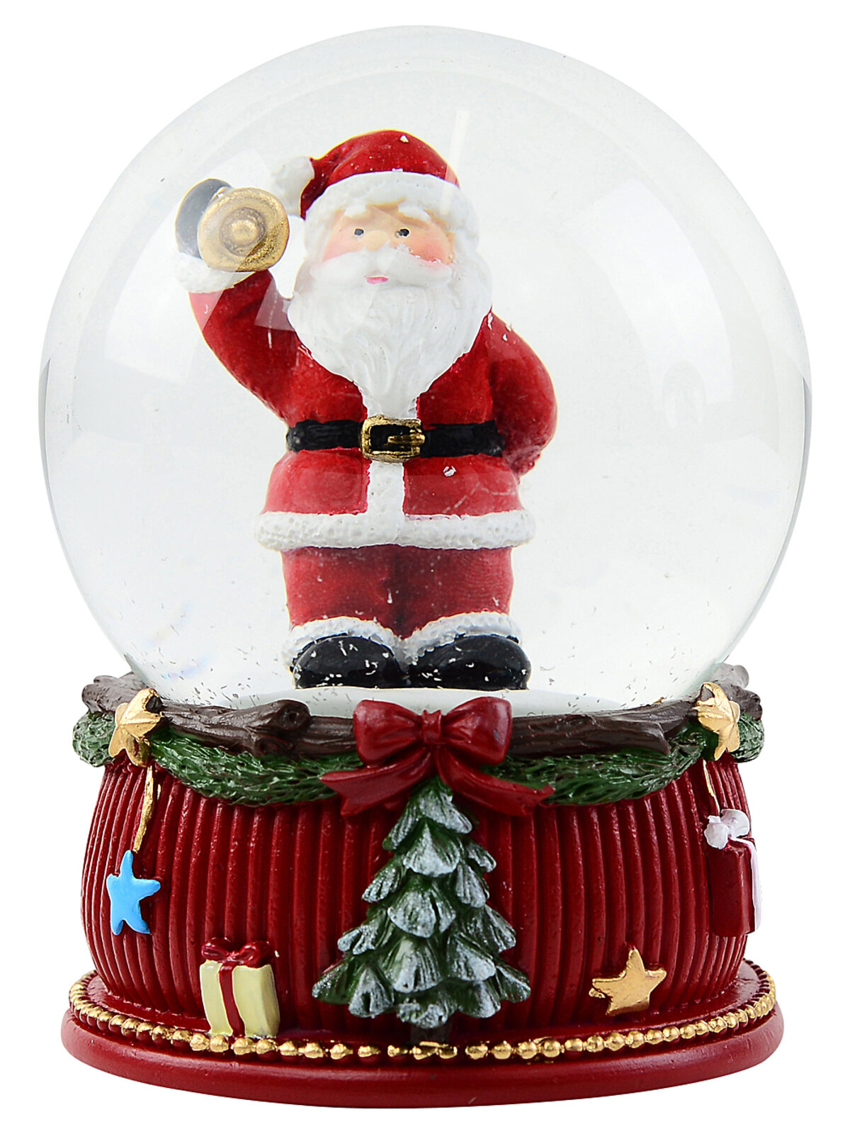 Classic Santa Ringing Bell Waterball Christmas Snow Globe | 80mm