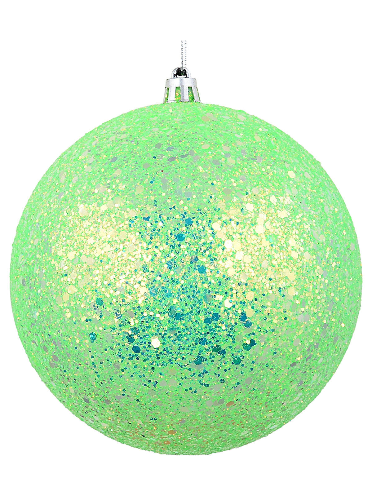 Whimsical Lime Green & Silver Grand Glitter Encrusted Bauble | 12cm