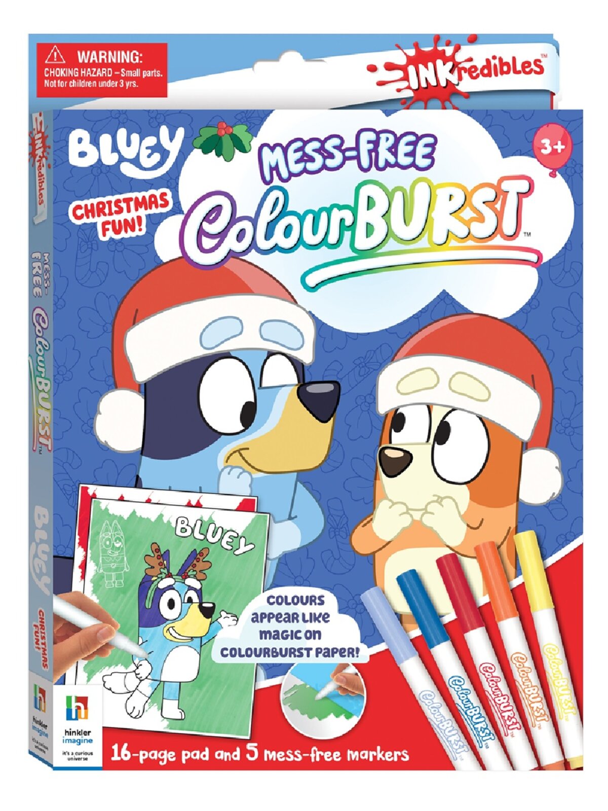 Official Bluey Christmas Mess-Free ColourBurst Book | INKredibles Magic Ink Set