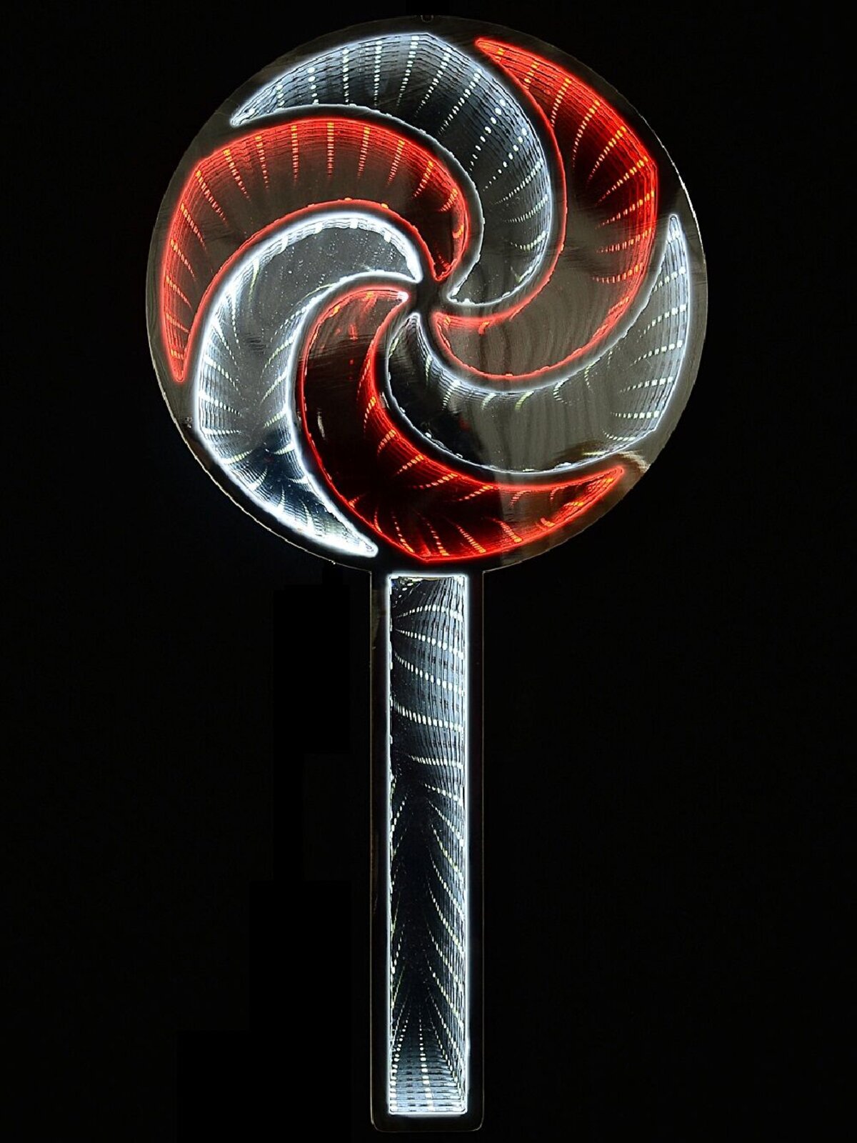 25cm Lollipop Infinity Mirror With Red & White LED Double Sided Light Display