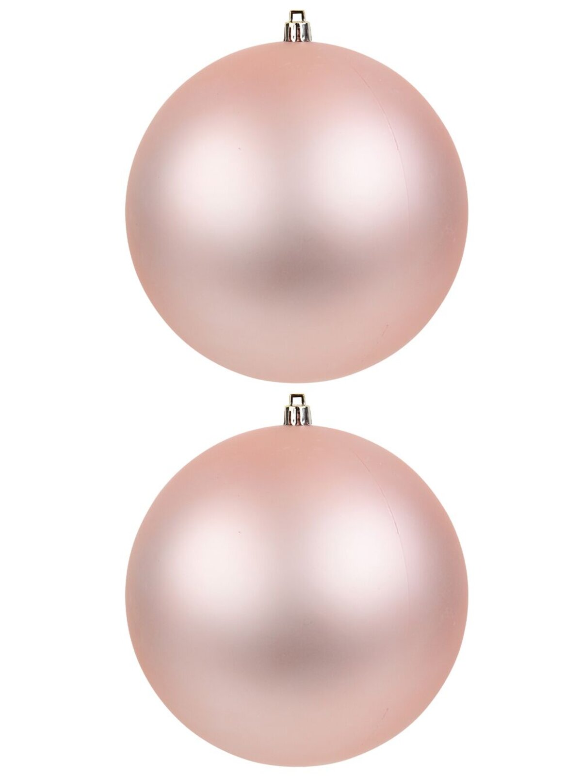 2x Lustrous Light Rose Gold Grand Matte Baubles | 15cm