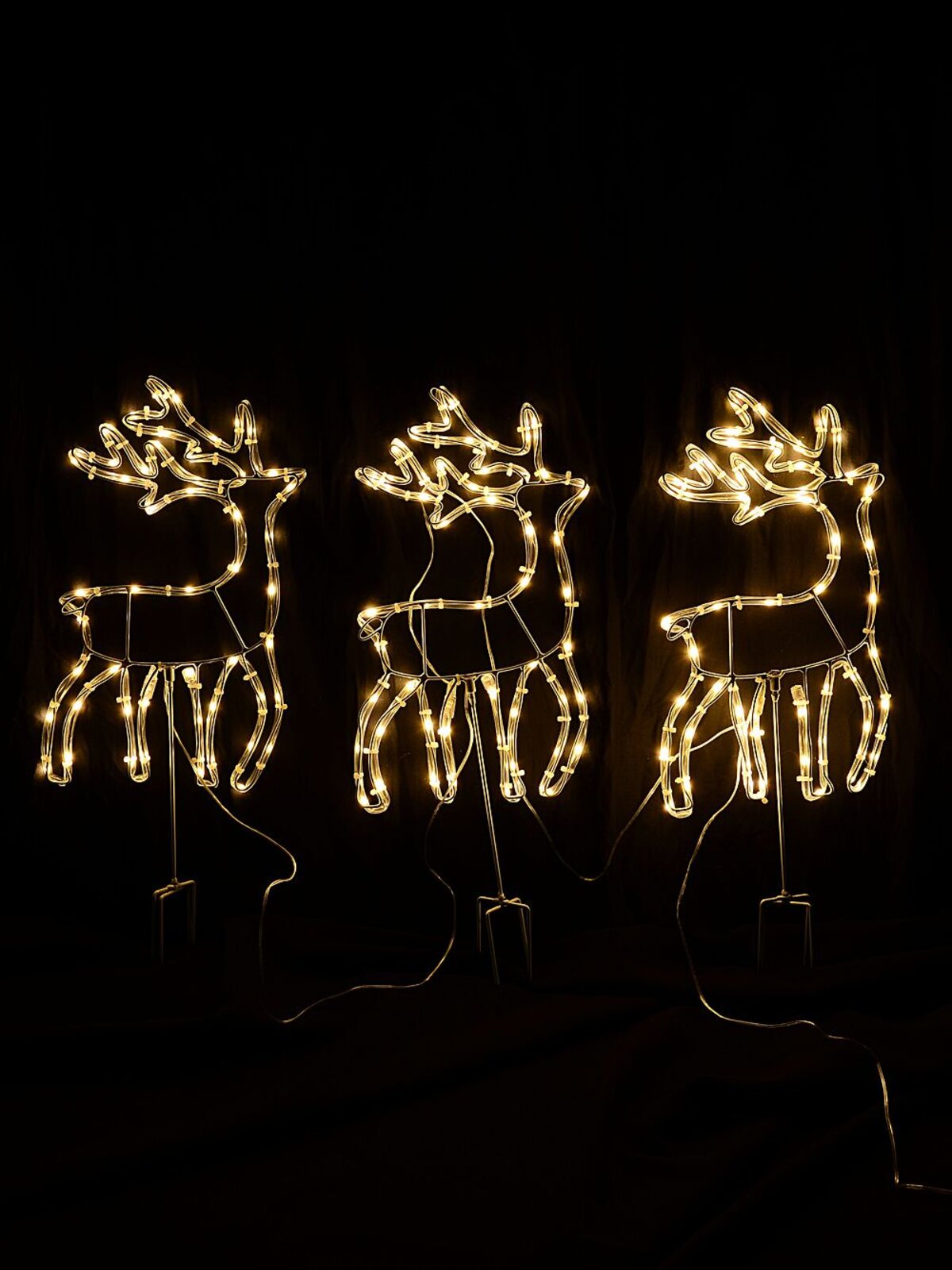 3x 39cm Warm White Reindeer Herd 2.1m Garden Path Light Set