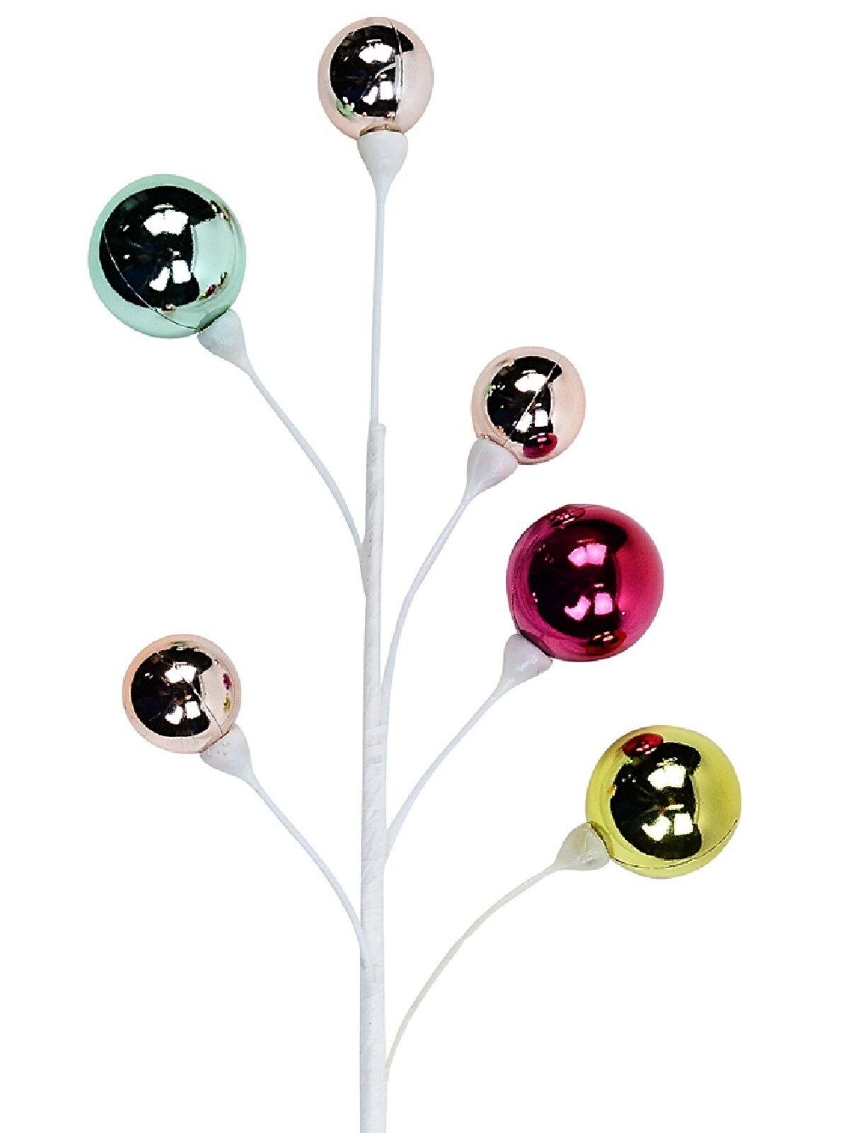 Shiny Multi Colour Pastel Bauble Long Christmas Clip Stem | 41cm