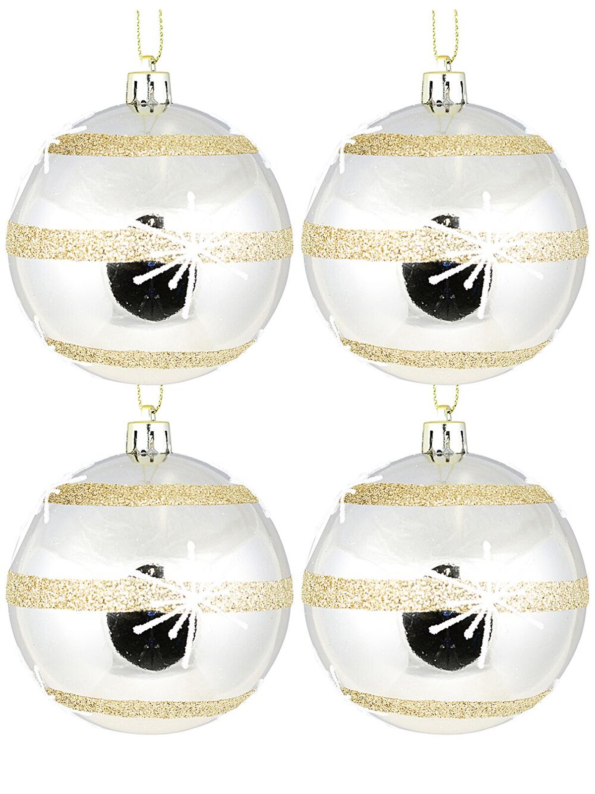 4x Dynamic Champagne Statement Gold Glitter Star Baubles | 80mm