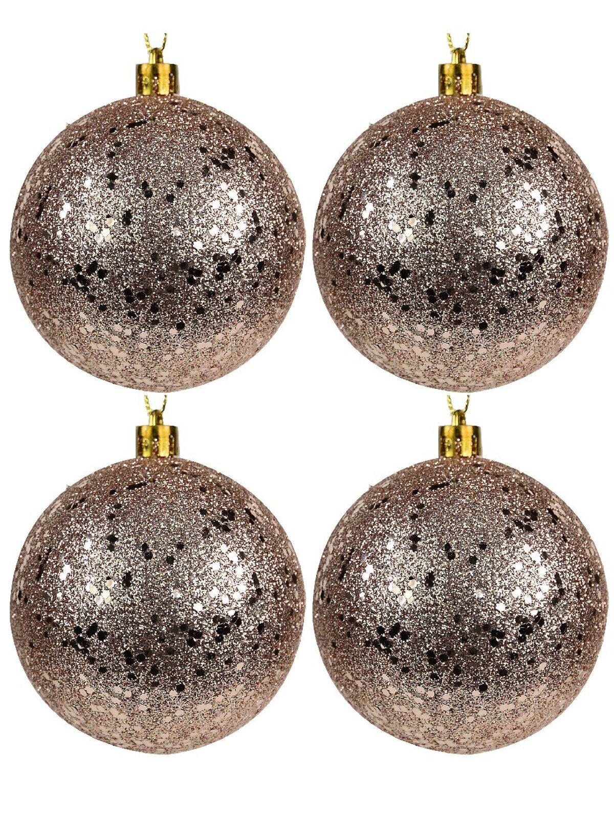 4x Lustrous Rose Gold Statement Sequin & Glitter Baubles | 80mm
