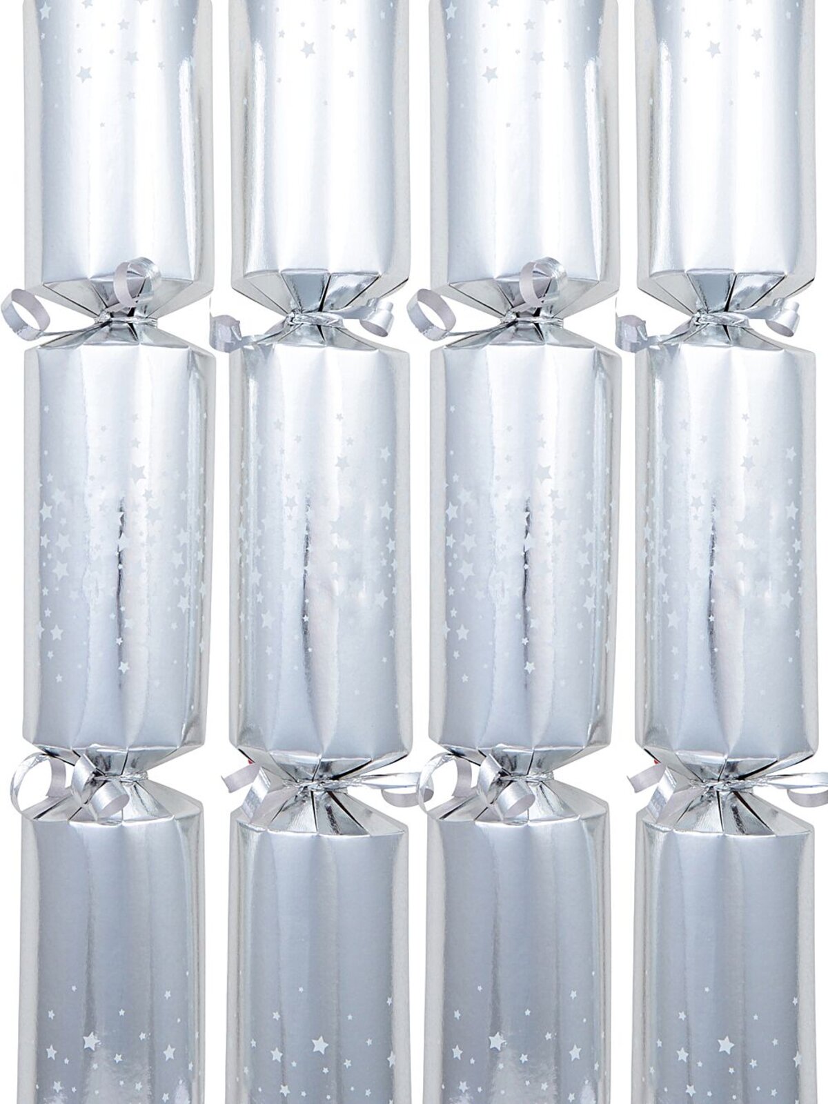 50x 31cm Shiny Silver With White Stars Christmas Cracker Bon Bons