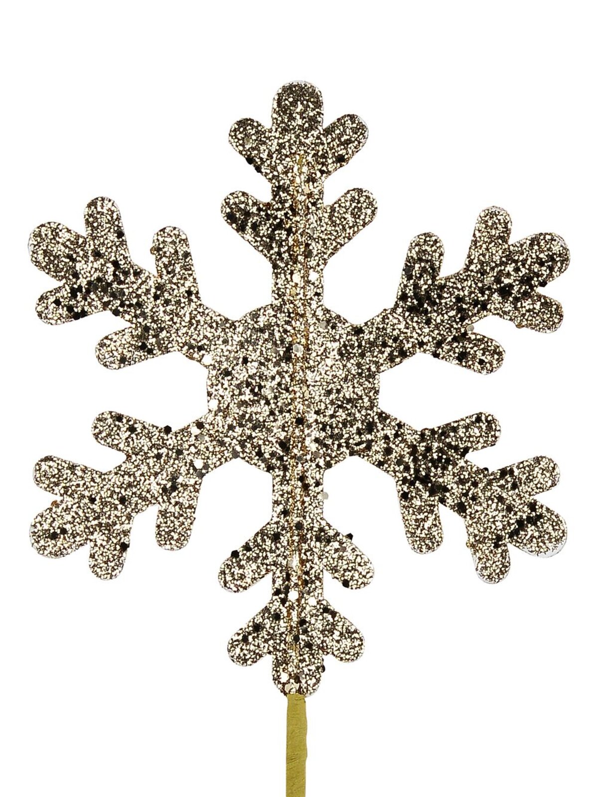 Shiny Champagne Snowflake With Diamante Long Christmas Stem | 52cm