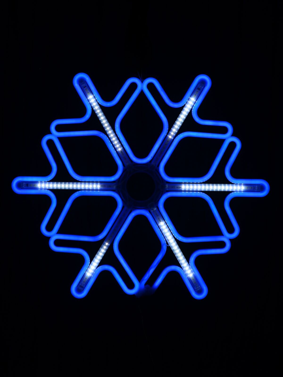 60cm Blue Snowflake With Cool White Flash Strip Neon Flex Light Display