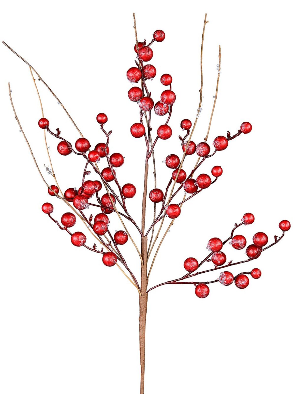 Frost Look Red Berry Branches Spray Long Christmas Stem | 68cm