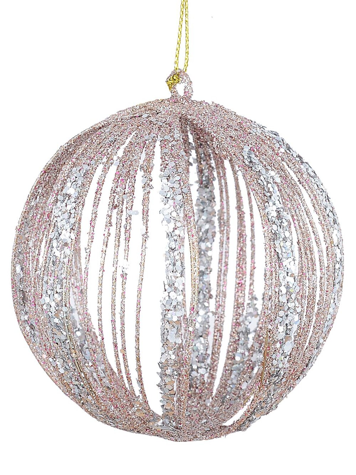 80mm Rose Gold Wire Christmas Ball Bauble
