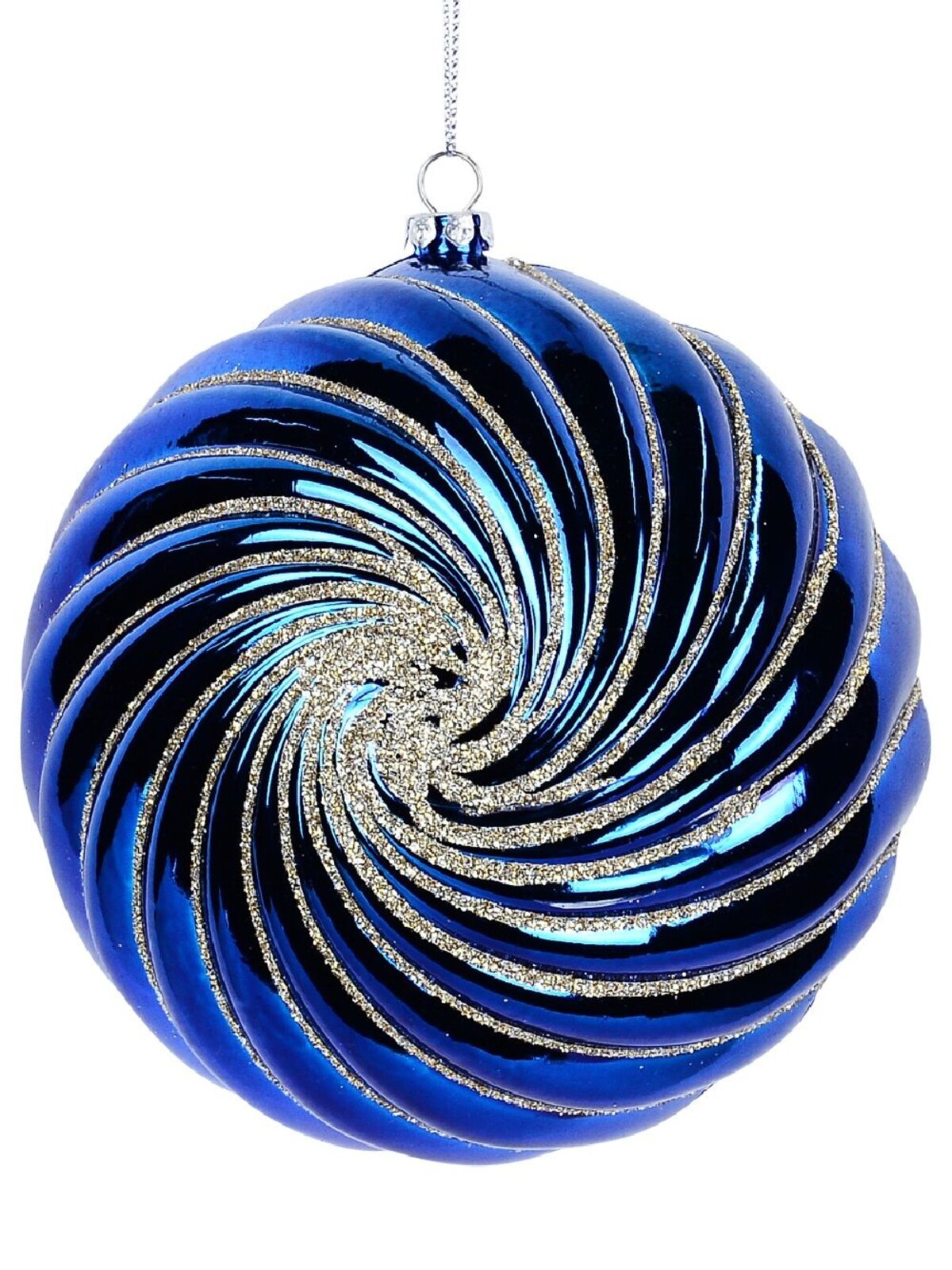 Blue Dynamic Signature Shiny Textured Whirlpool Glitter Bauble | 12cm