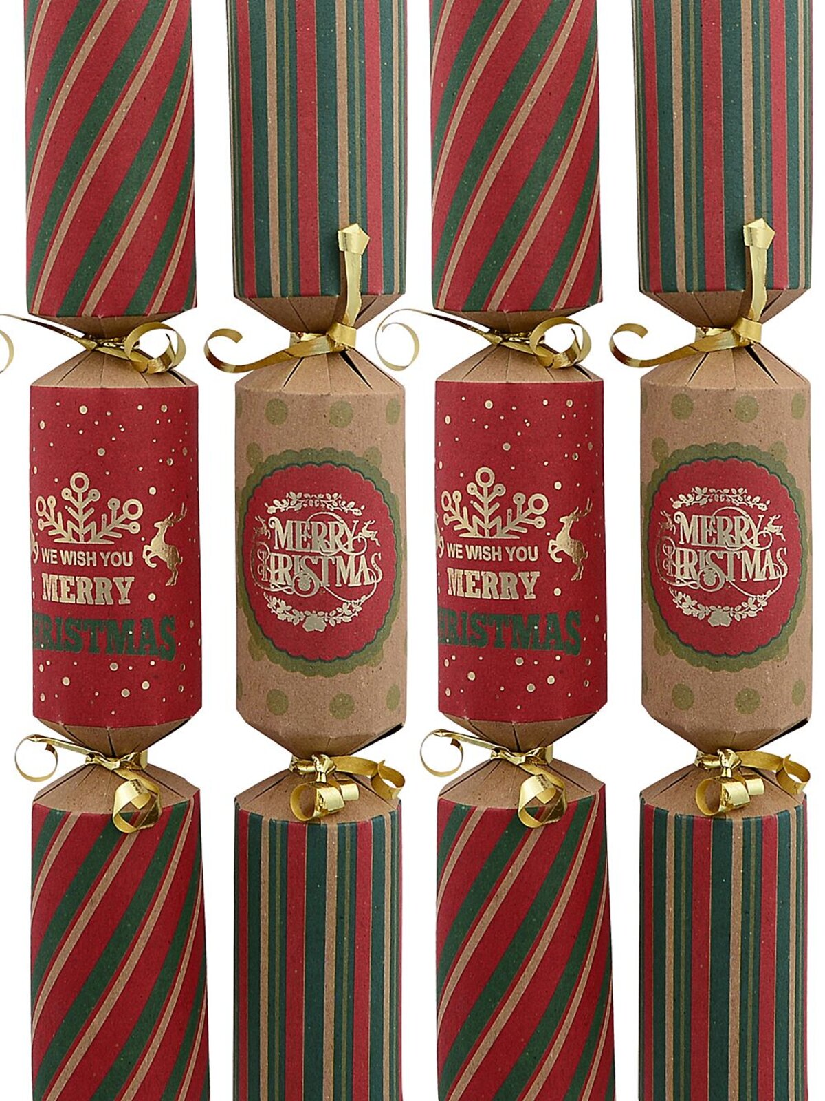 Brown & Red With Gold Logo Kraft Christmas Cracker Bon Bons - 8 x 30cm
