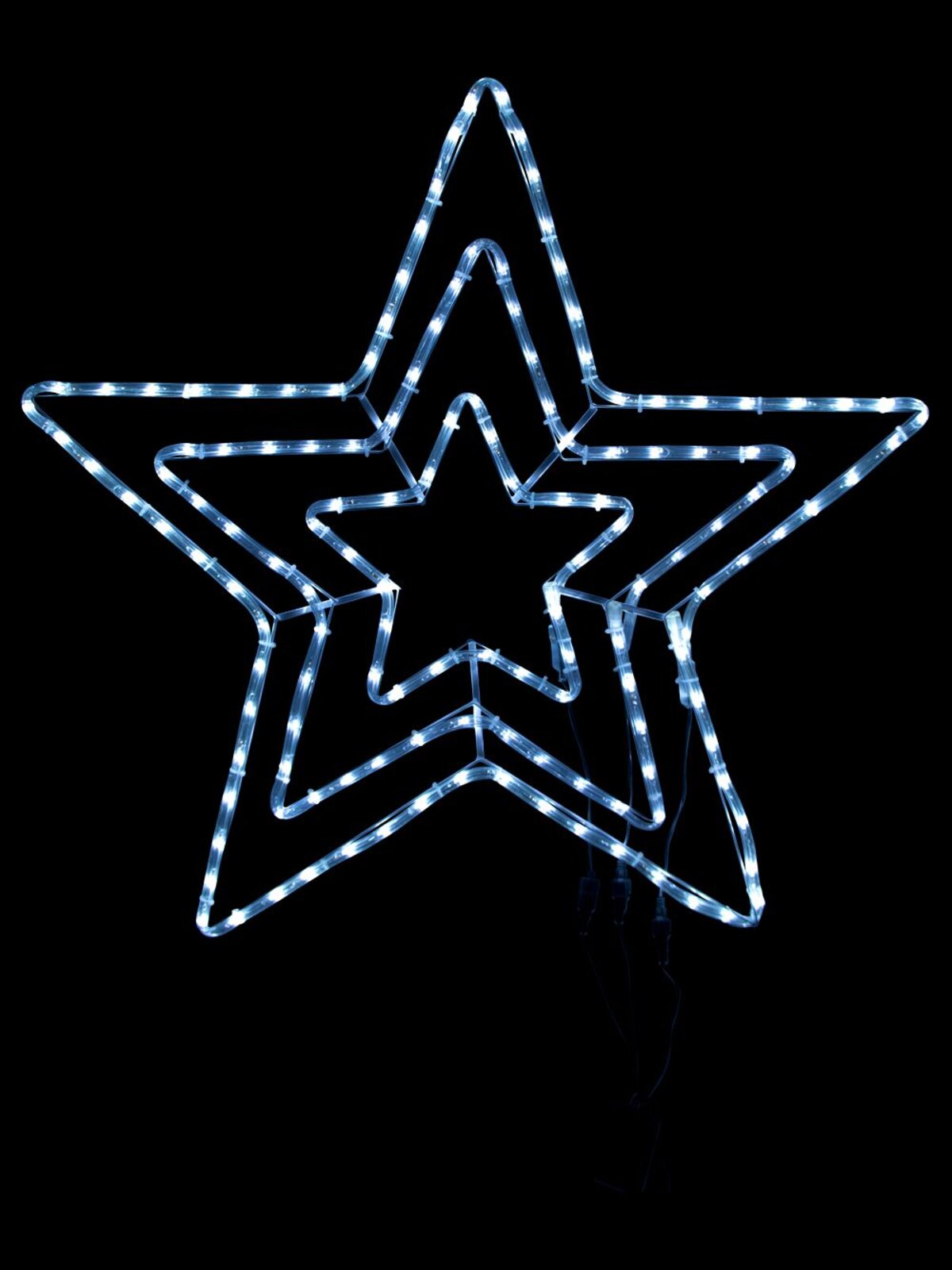 Cool White Triple Star LED Rope Light Silhouette - 80cm