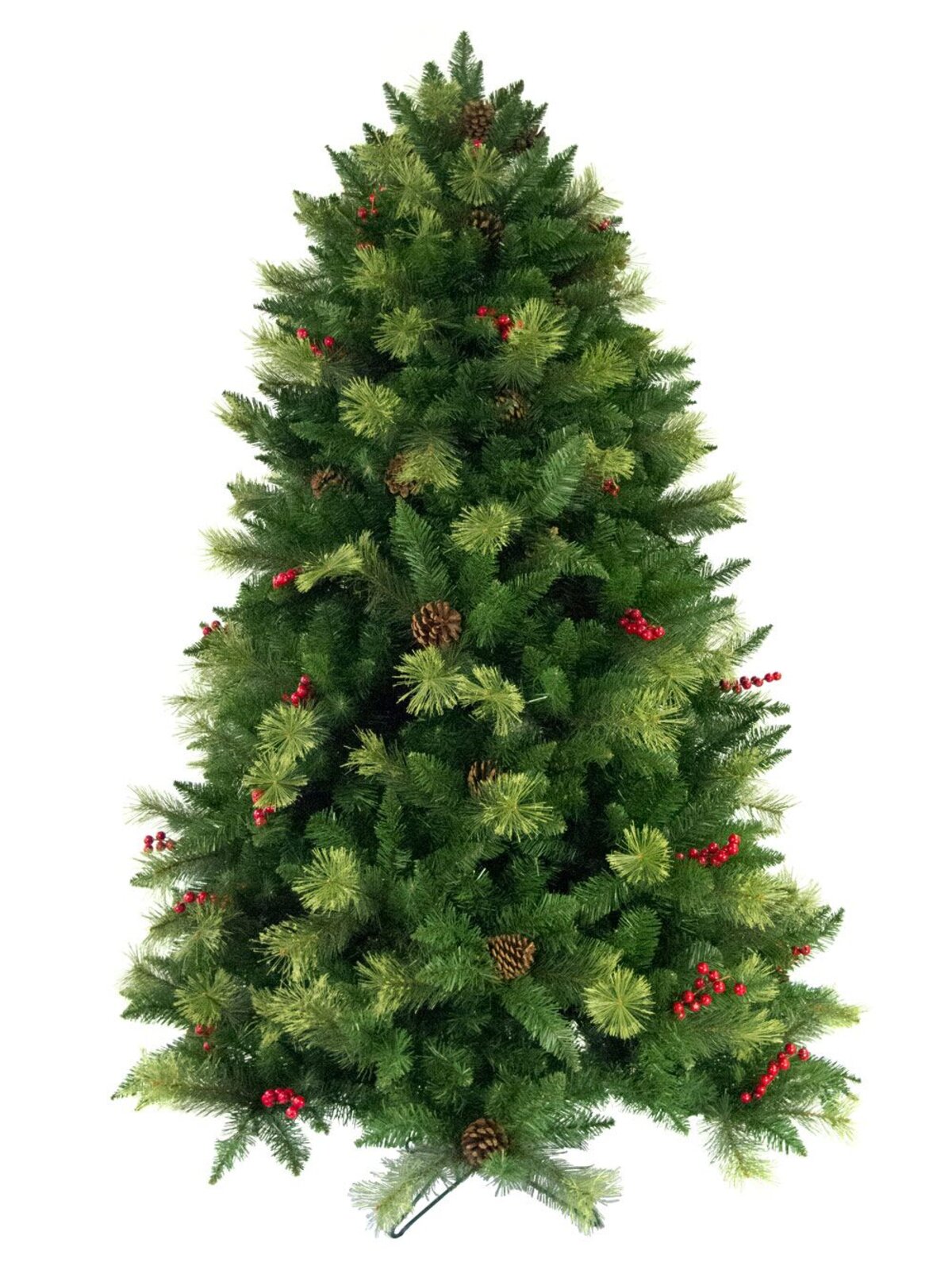 Douglas Fir Christmas Tree With Pine Cones & Red Berries - 2.3m