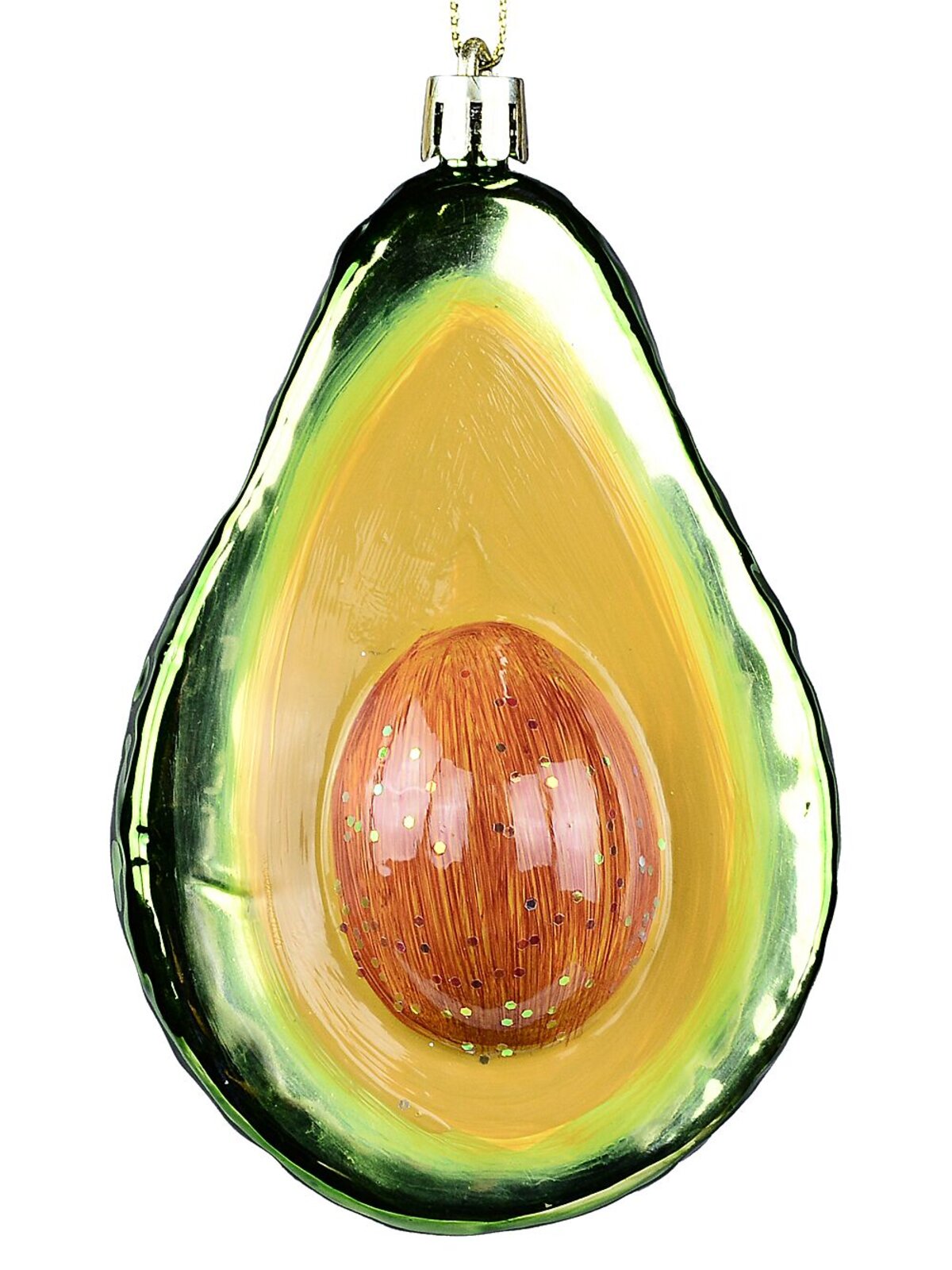 Glossy Green Half Avocado Whimsical Essential Ornament | 11cm