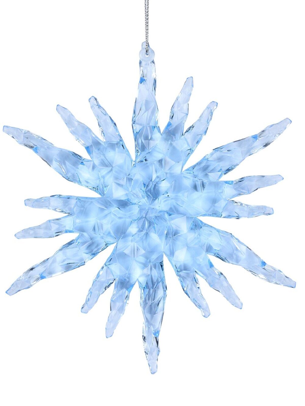 Ice Blue Textured Crystal Snowflake Whimsical Essential Ornament | 14cm