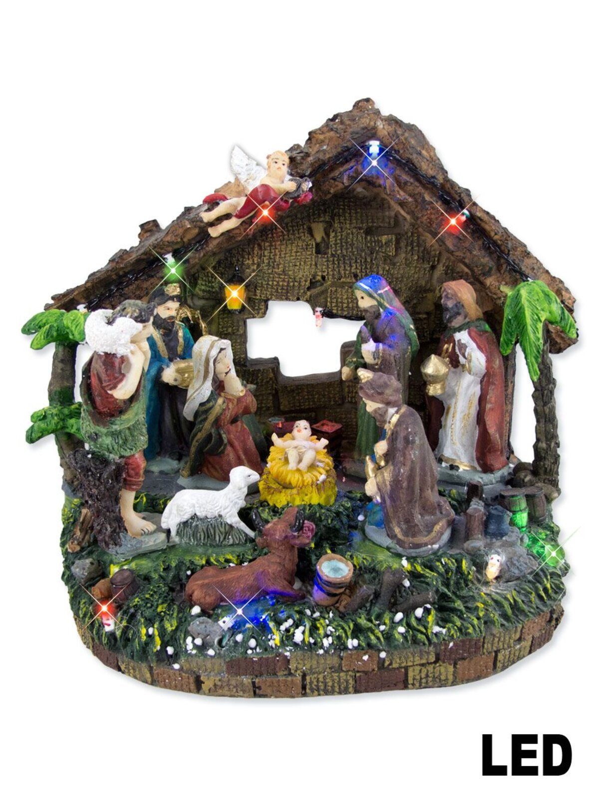 LED Resin Manger Scene Battery Operated Nativity Scene - 44cm