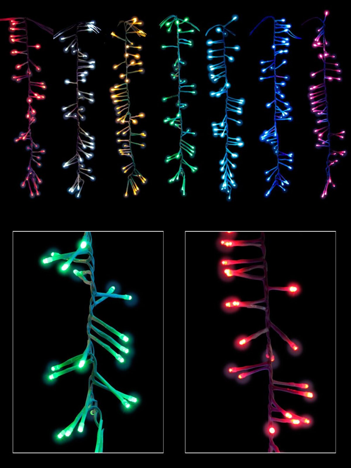 Multi Colour LED Bulbs Cluster Curtain Light - 4.8m