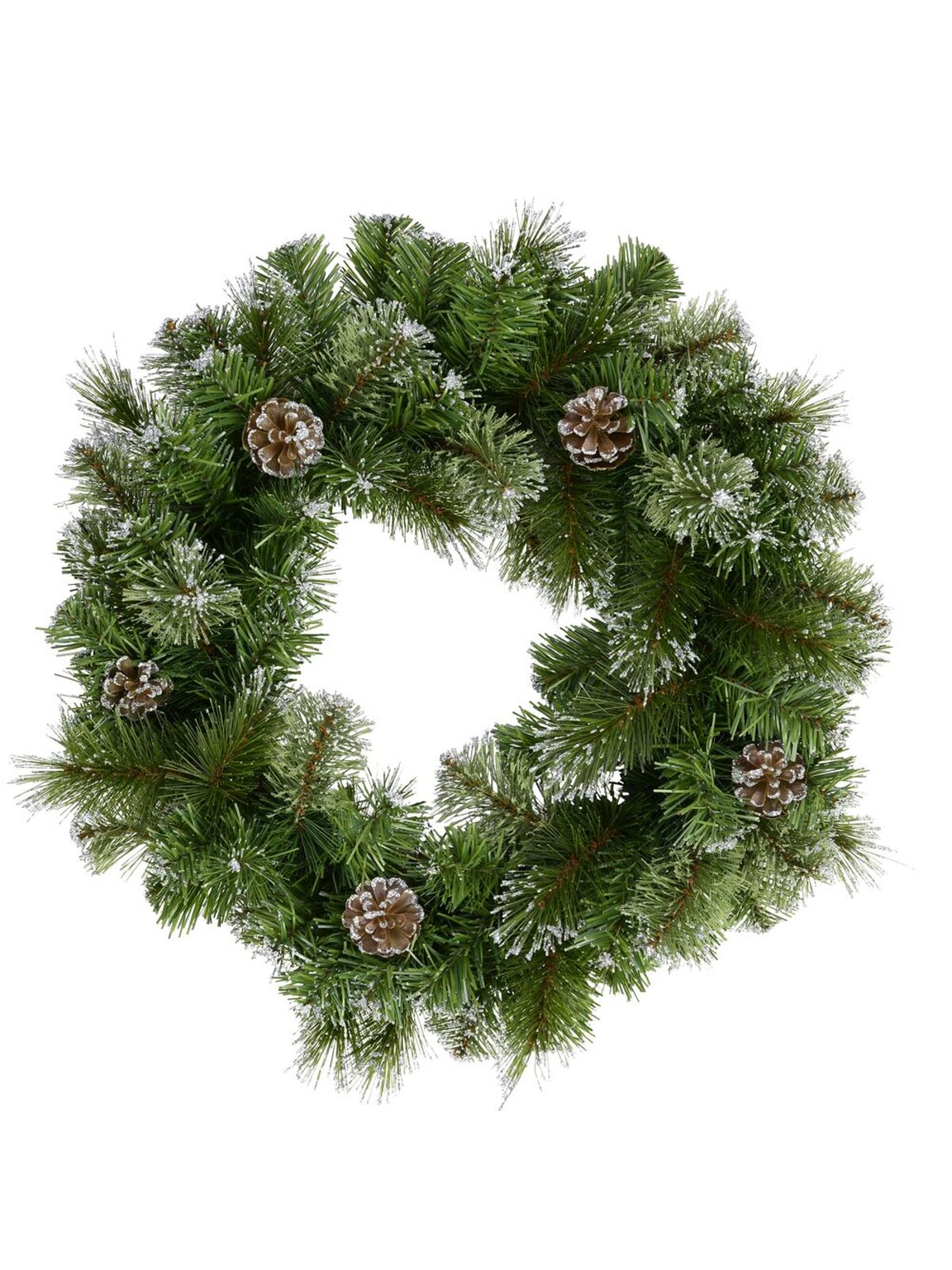 Natural Look Pine Wreath With Pine Cones & 84 Silver Glitter Tips - 36cm