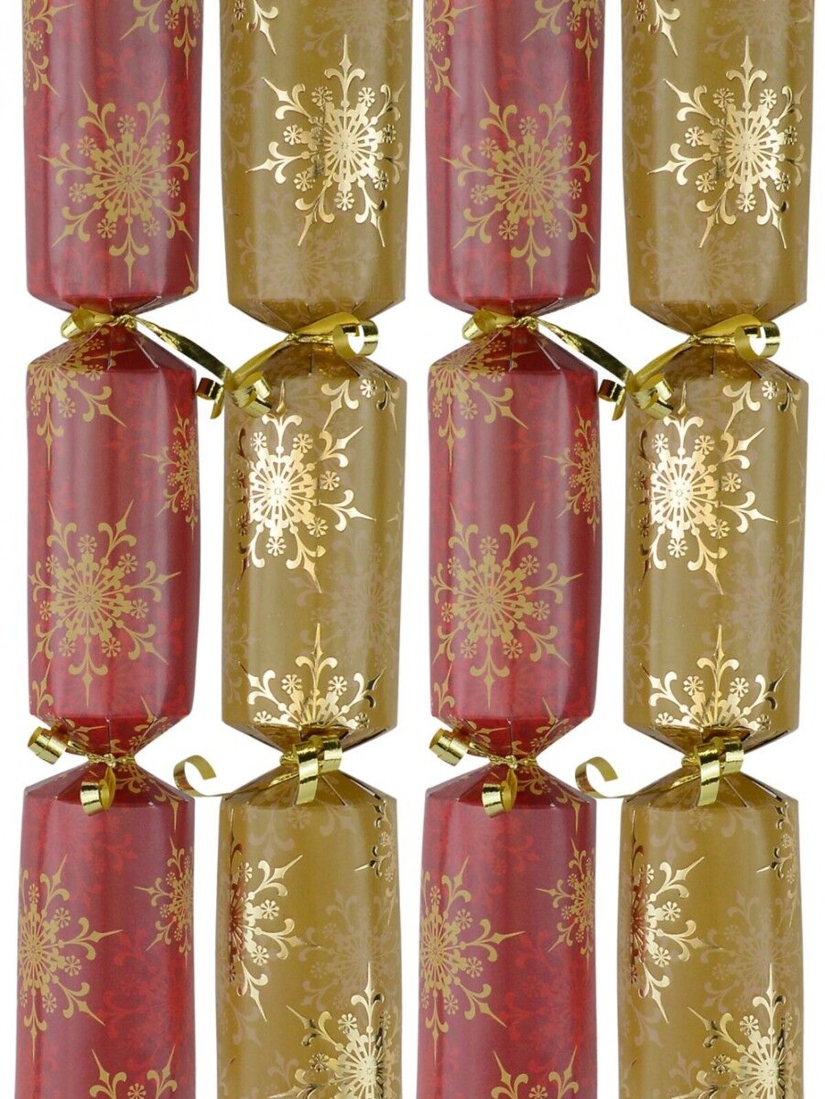 Red & Gold With Snowflakes Pattern Christmas Cracker Bon Bons - 12 x 29cm