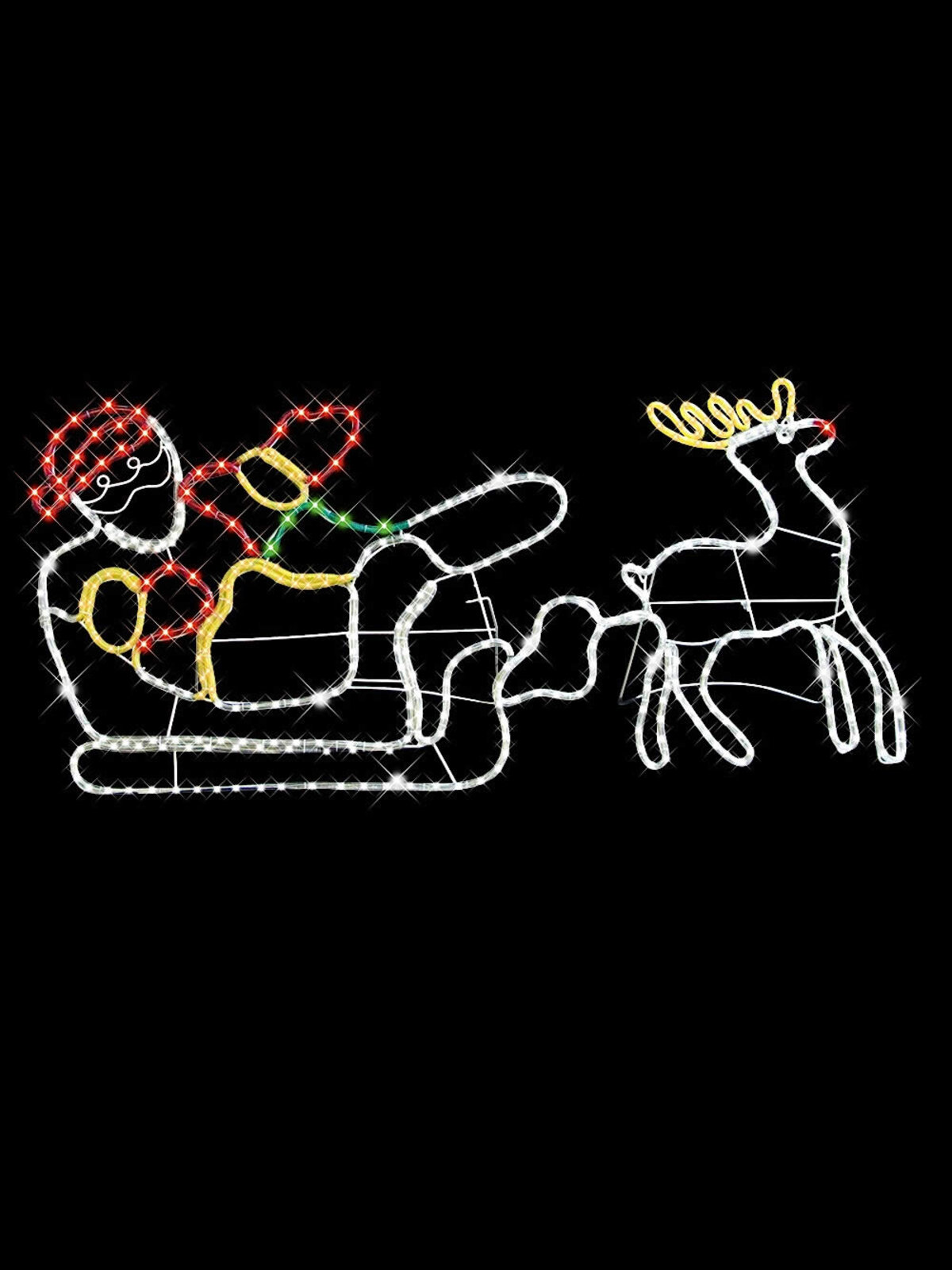 Santa & Sleigh Rope Light Silhouette - 1.2m