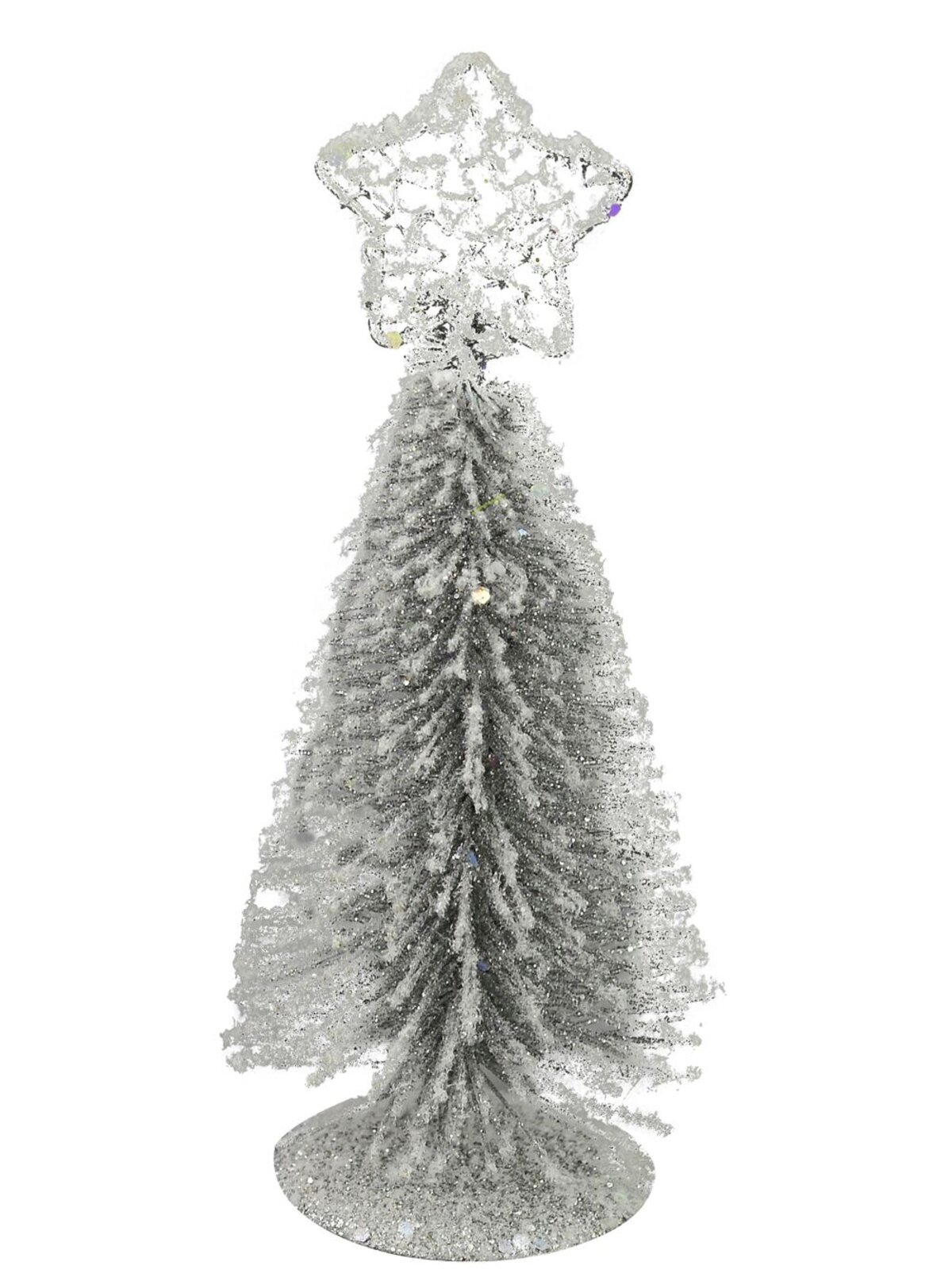 Silver Frosted Wire Tree Table Top Ornament - 15cm