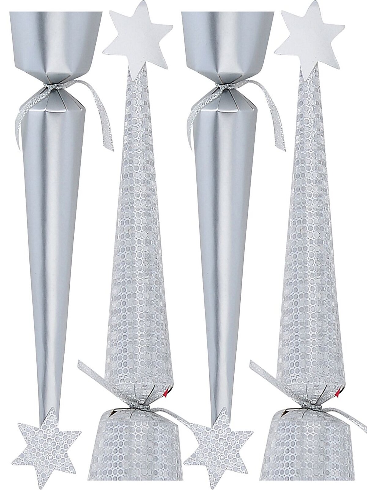Silver Matte & Shiny Circle Pattern Christmas Tree Cracker Bon Bons - 8 x 26cm