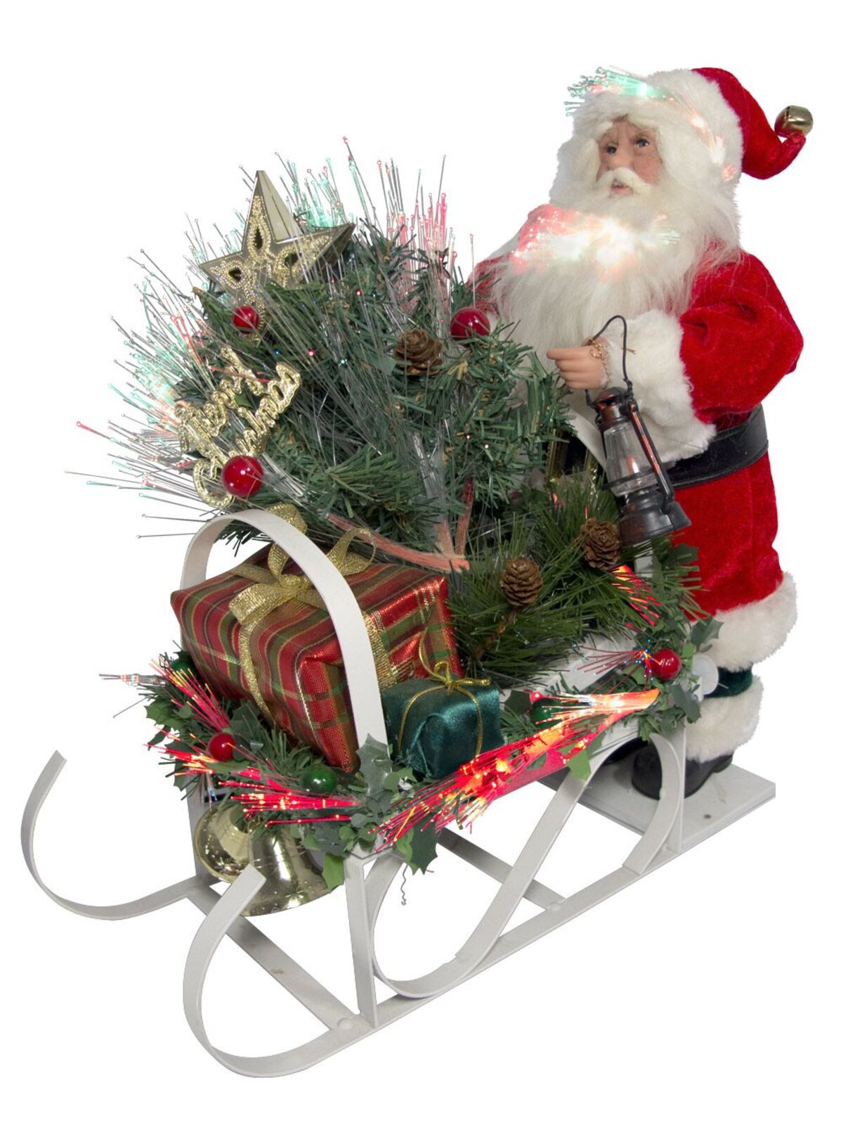 Traditional Santa On Sleigh Fibre Optic Musical Animation - 34cm