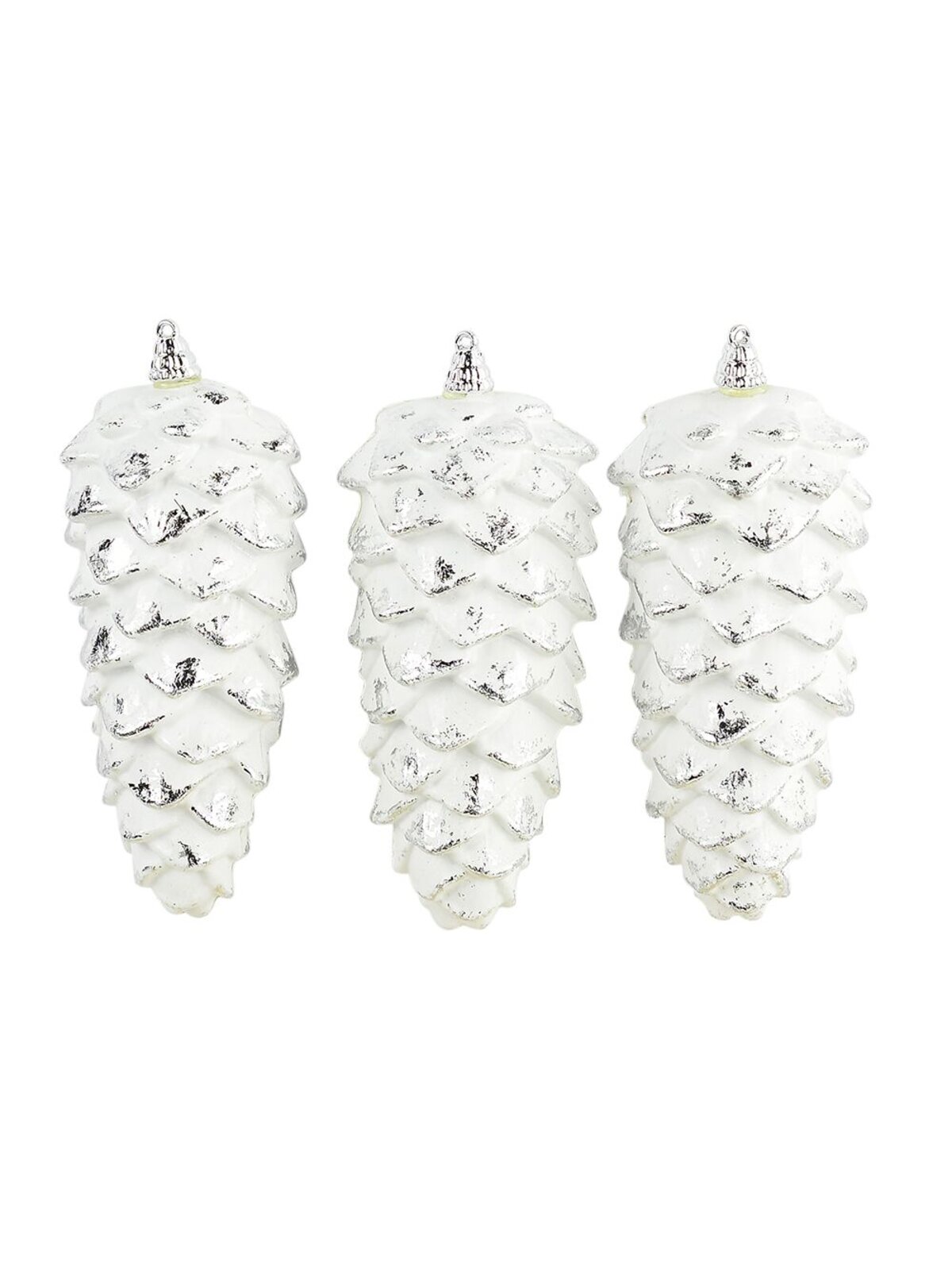 White Pine Cones Decorations - 3 x 12cm