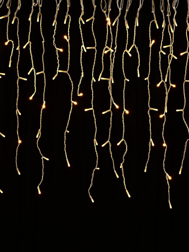 1000 Warm White LED Icicle String Lights 8 Function With Timer | 30m