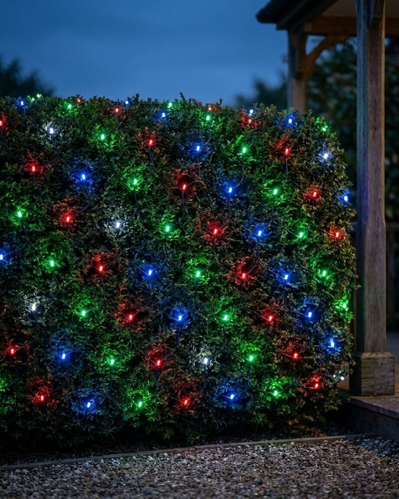 1024 Multi Colour LED Hybrid Solar & Electric Net Lights With Timer | 4m x 4m — image 2