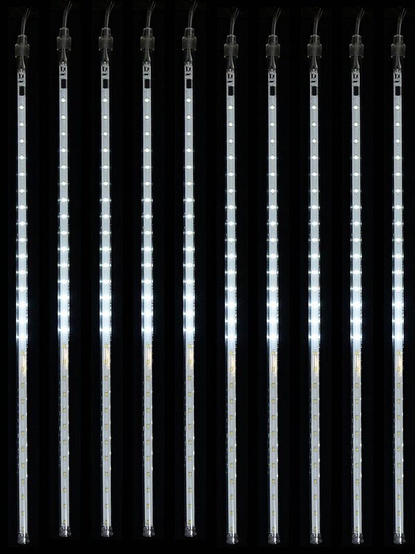 10x Meteor Shower Tube Icicle Lights 540 Snowing Cool White LED | 4.5m