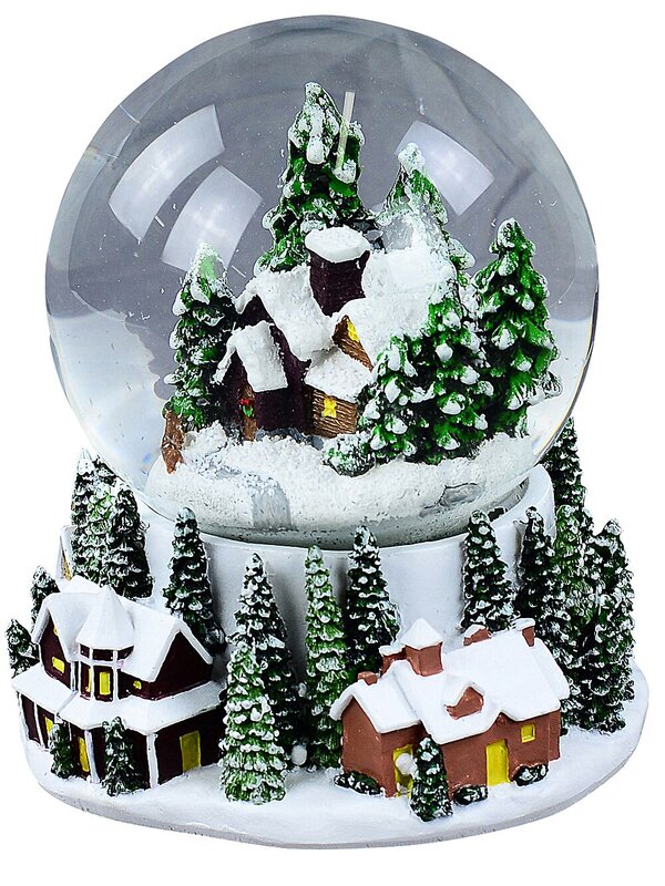 Winter Town Scene With Music & Lights Waterball Snow Globe | 11cm