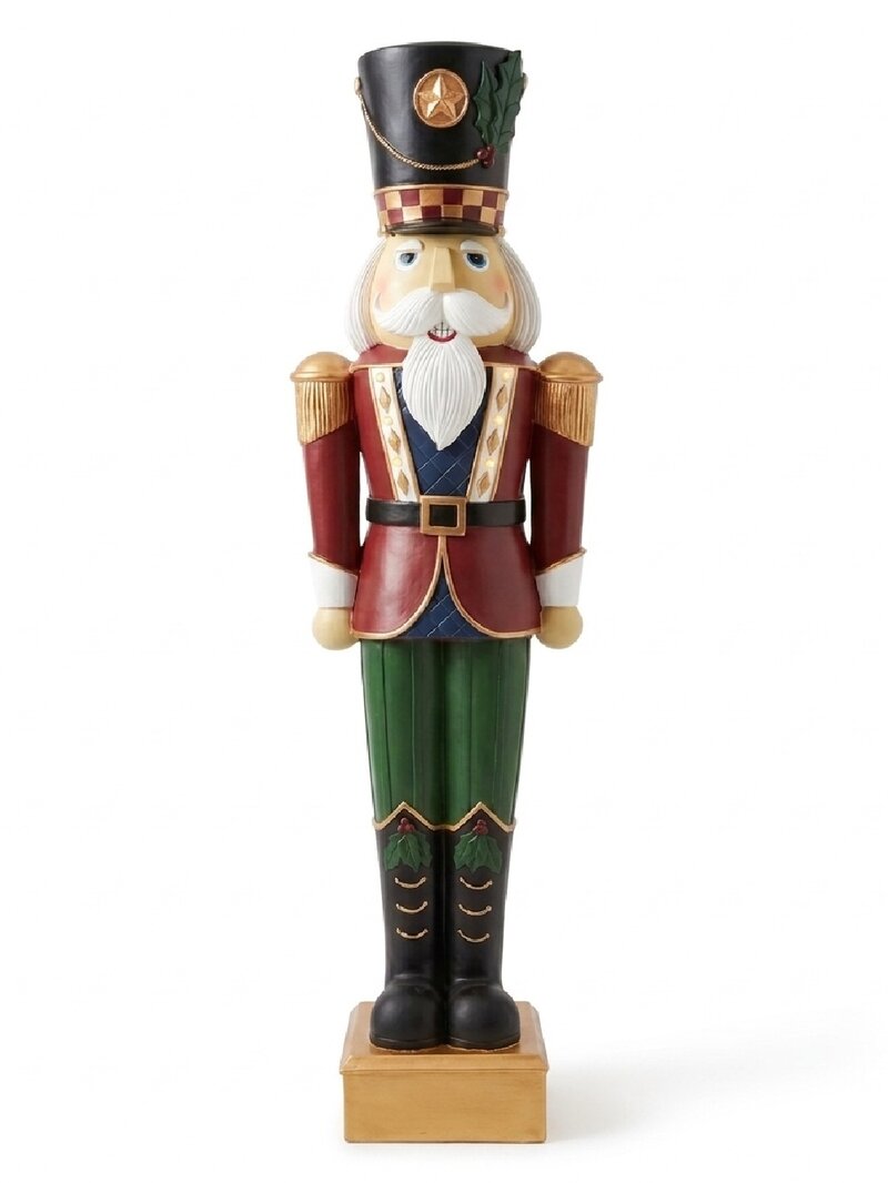 1.53m Illuminated Traditional Mistletoe Nutcracker Life Size Resin Christmas Ornament