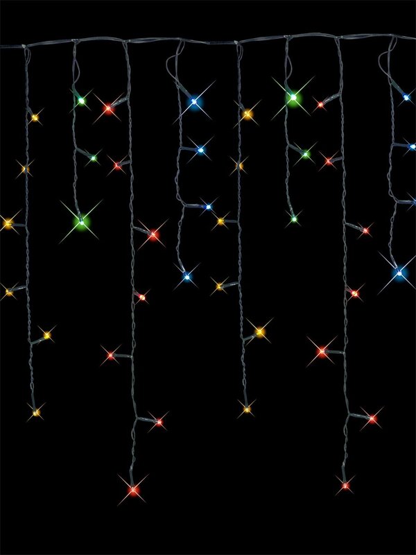180 Red, Green, Yellow & Blue Superbright LED Icicle Light - 5.4m