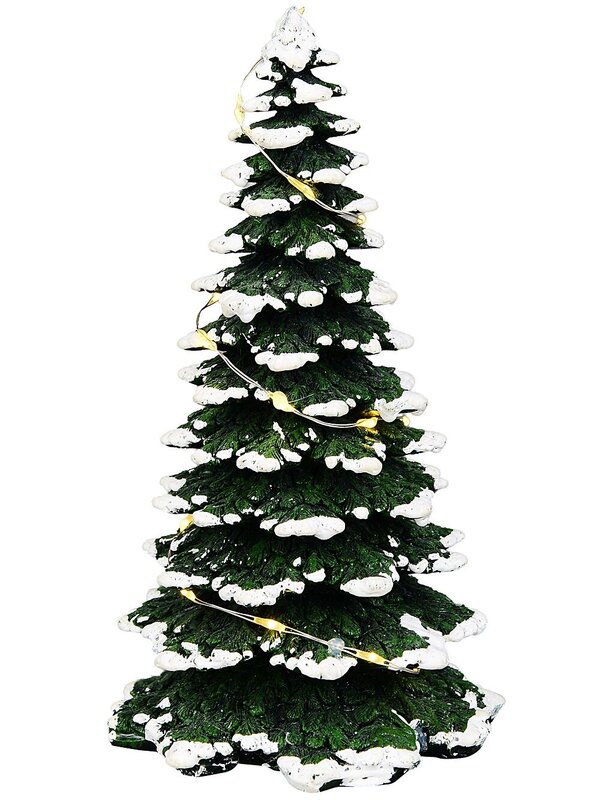 LED Snow Tipped Pine Tree Village Scenery | 17cm