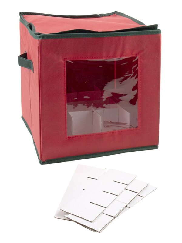 Bauble Storage Box | 64 Compartment Ornament Red Organiser Bag