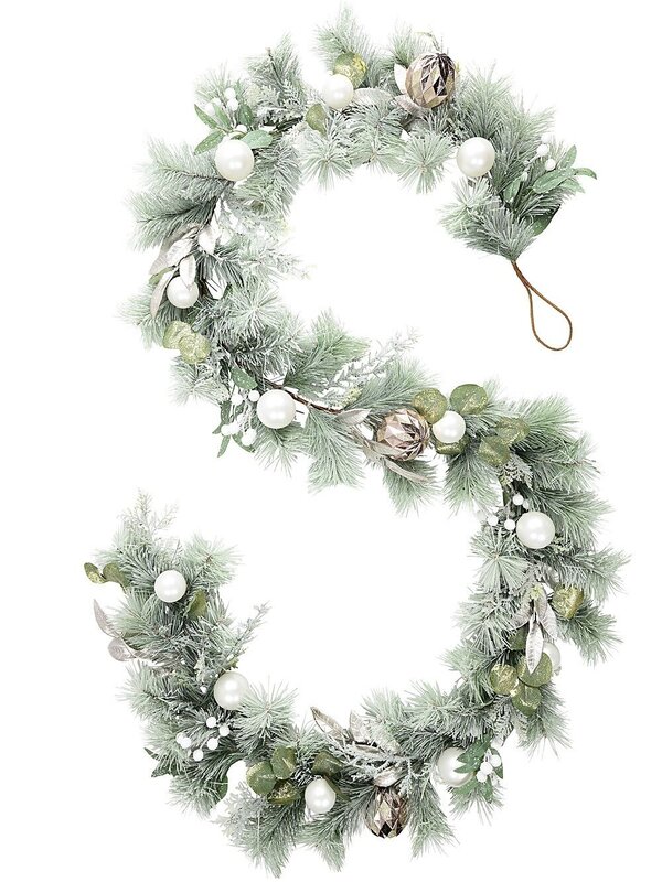 2.7m Mixed Botanical Blush Christmas Garland | Pink White & Metallic Accents